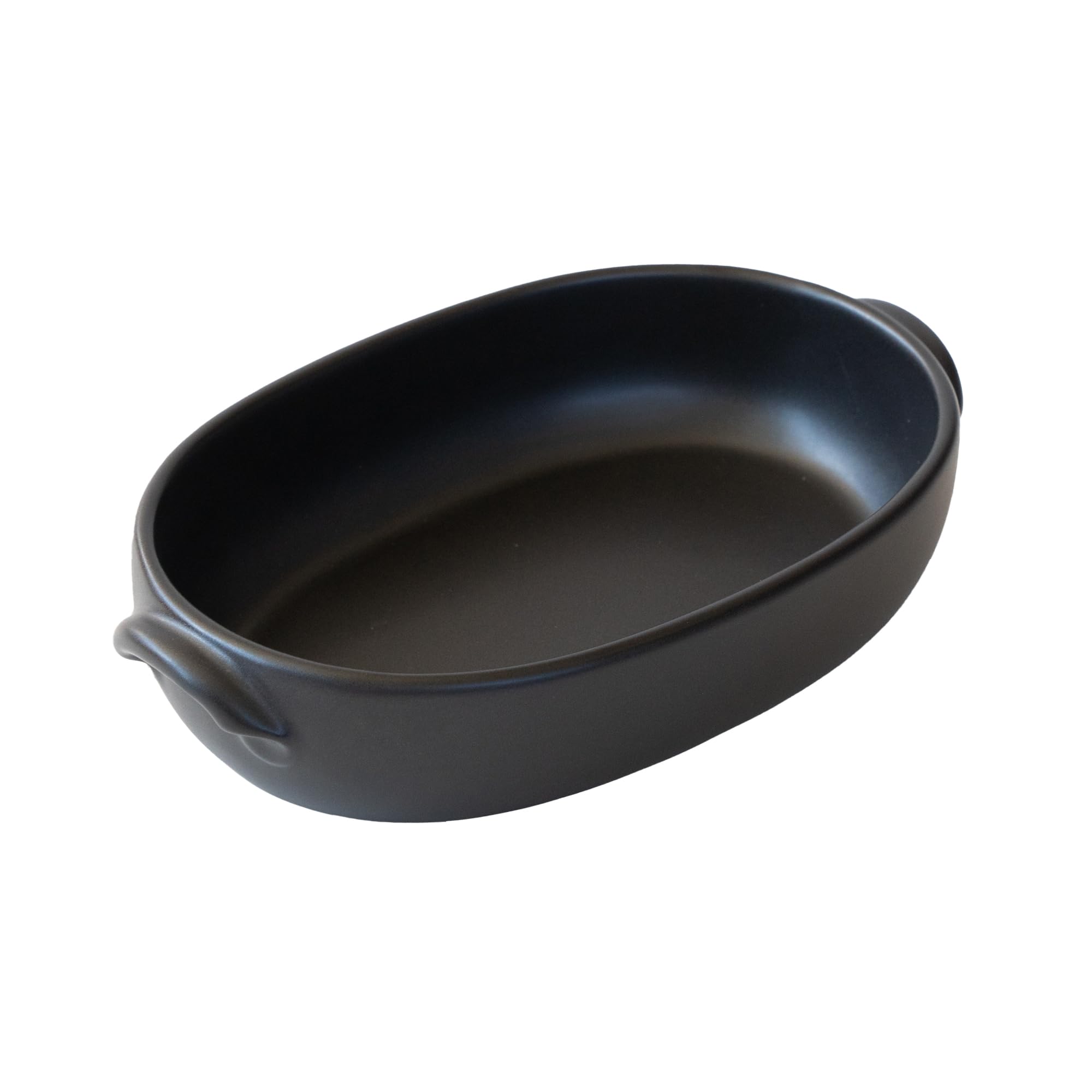 

Banko-yaki Gratin Dish, Single-Serve, Approx. 24cm Diameter, Heat-Resistant Ceramic, Oven, Microwave, and Dishwasher Safe, Black, Made in Japan