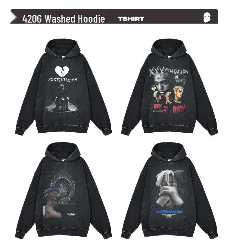 American Retro XXXTentacion Character Print Hip Hop Hoodie Sweatshirt