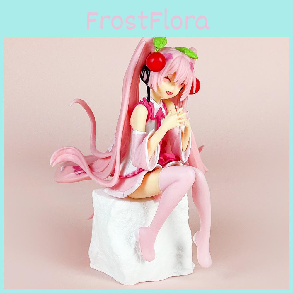 Sitting Posture Hatsune Miku Pvc Decorations With Cherry Blossom Theme For Fans And Collectors