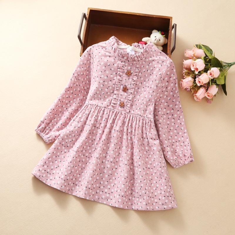 Girls' Dress Children's Floral Dress Stylish New Korean Style for Spring Autumn and Winter Long-sleeved Dress Base Layer Dress