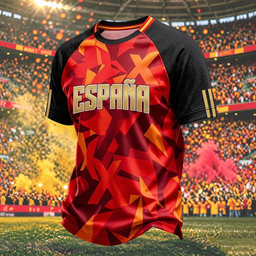 Men's Soccer Fan Graphic Print Short Sleeve T-Shirt, Comfortable Round Neck Tee for Day Celebrations