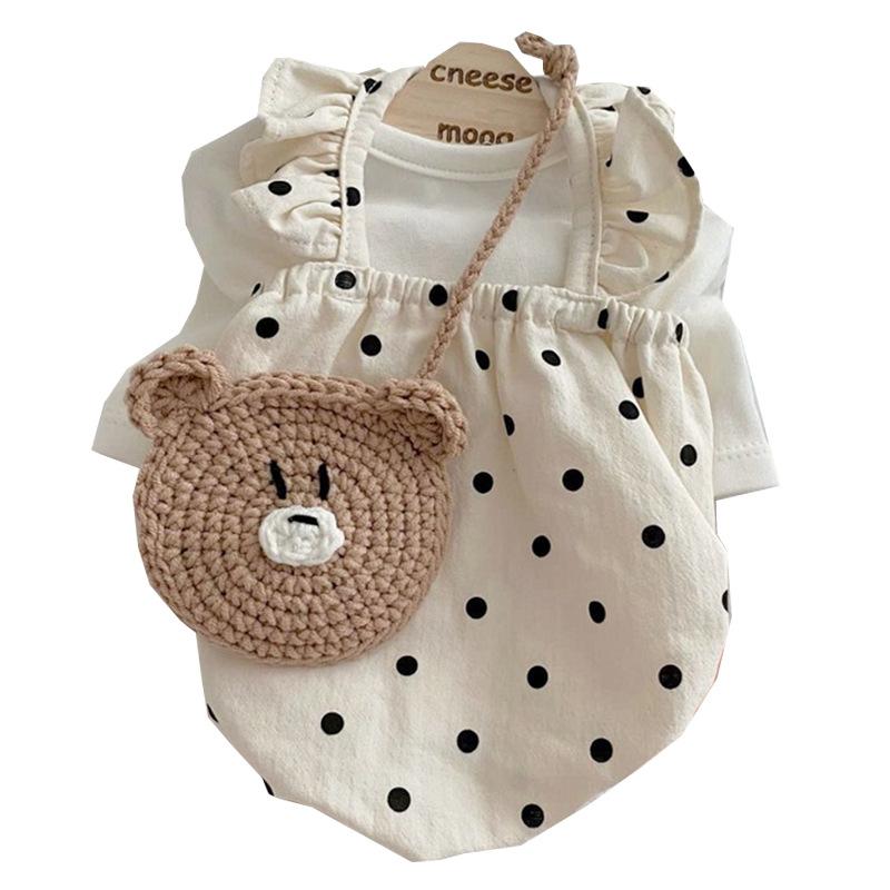 Pet Puppy Dog Clothes Cute Wind Polka Dot Dress Bichon Dog Teddy Pomeranian Spring and Summer Thin Small Puppy