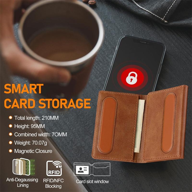 RFID Shielded Credit Card Wallet with Card Slots,Faux Leather Magnetic Suction Cup for Phone & Cards,Phone Wallet Ideal Gift