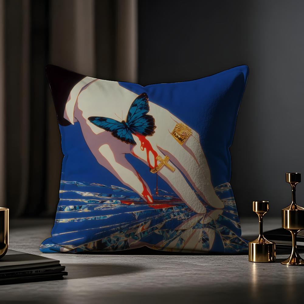 Dead For Love Cushion Cover Anti-dustmite Pillowcase Invisible Zipper Silky Short Plush Sofa Cushion Cover