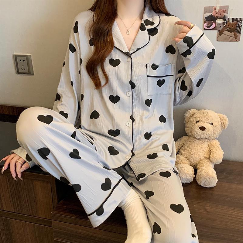 Mädchen Frühlings Revers Strickjacke Pyjama Set – Bequeme Hauskleidung