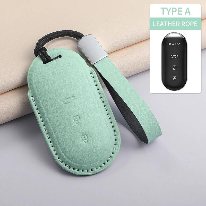 Pu Leather Car Key Case Cover Fob For Aito M9 M5 M7 Car Key Smart Remote Shell Scratch Resistant Protection Accessorie