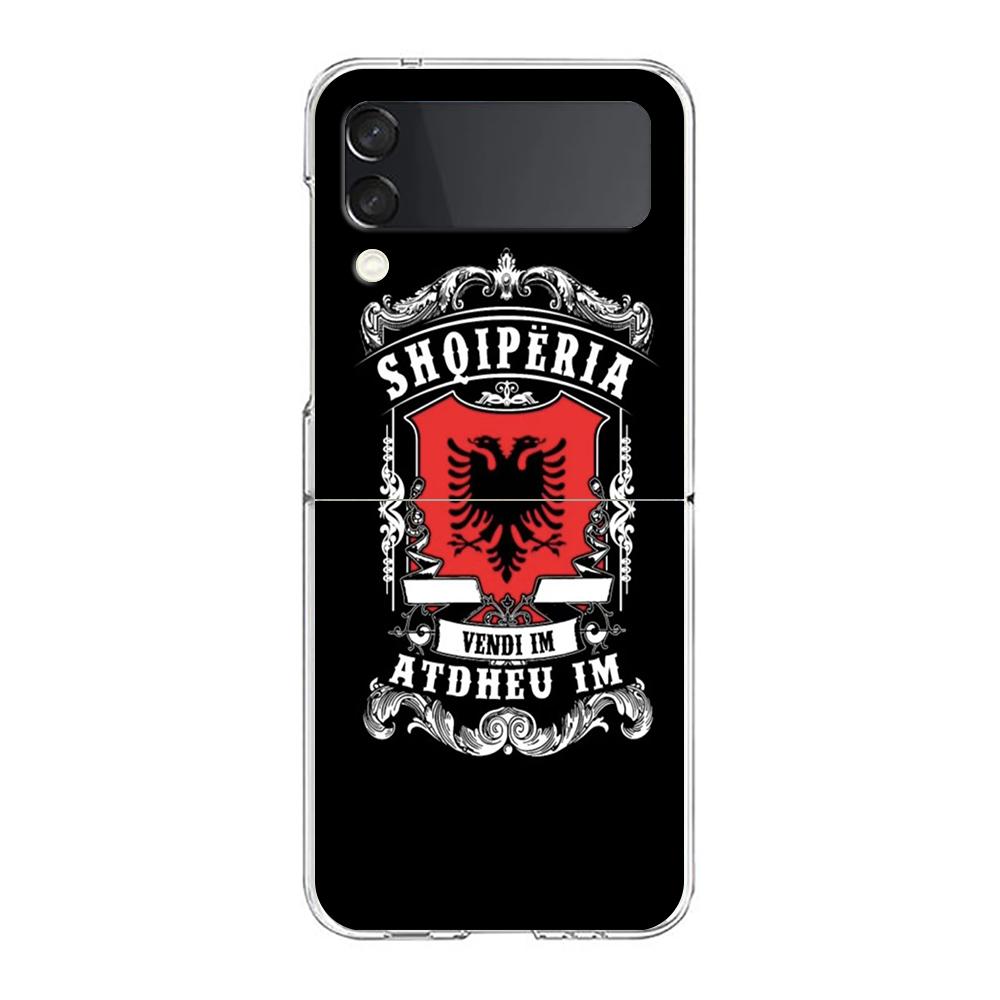 Phone Cover For Samsung Galaxy Z Flip 6 5 4 Case Transparent For Samsung Z Flip 3 Hard PC Foldable Shell Albania Passport Capas