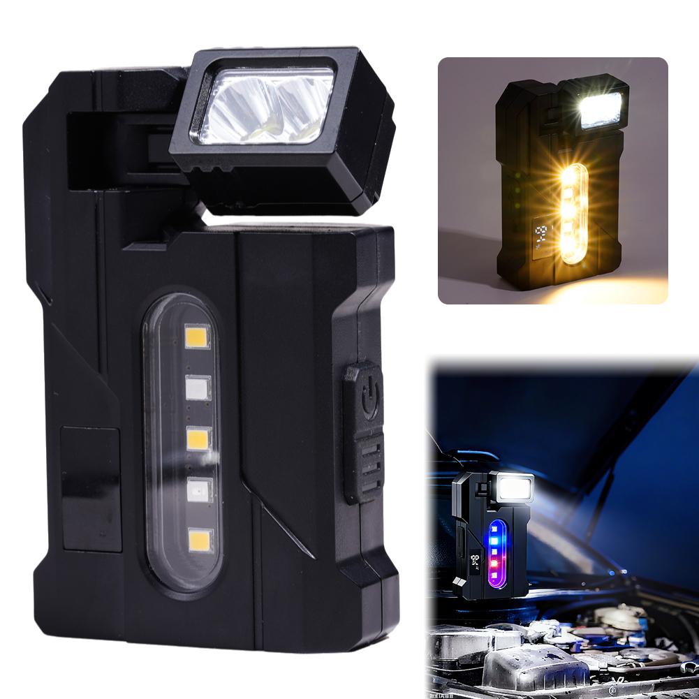 MultiFunction Portable Work Light EDC Flashlight With Charging Cable Portable Pocket Mini Light Double Light For Outdoor Camping