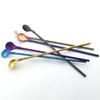 Gold Long Straw Spoons Metal Stainless Steel Straight Scoop Reusable Straw Cocktail Coffee Stirring Drinking Spoon Bar Accessory