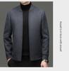Men's Winter Wool Blend Stand Collar Short Jacket, Middle-Aged Casual Warm Thick Coat