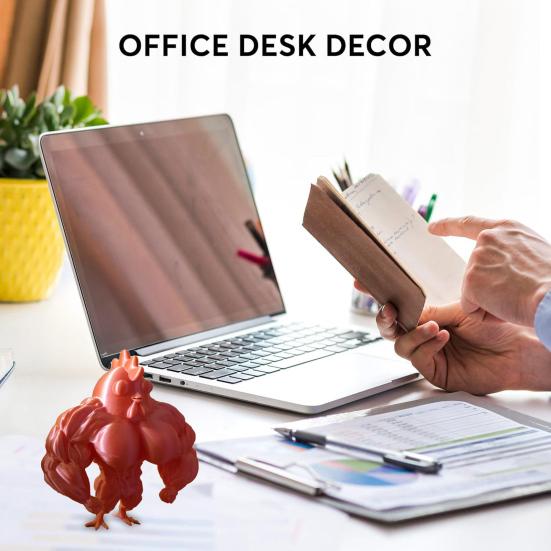 Chicken Statue 3D Desktop Chicken Ornament Muscular Rooster Hen Figurine
