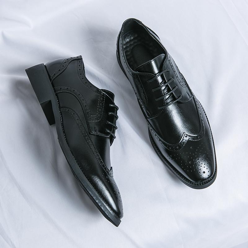 

Повседневная мужская обувь Классический ретро стиль на плоской подошве Для улицы, отдыха, вечеринок и повседневной жизни Ходьба Черные кожаные туфли 38