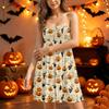 Women Strapless Casual Dress Sleeveless Tube Top Mini Dress Halloween Pattern Printed Summer Dress