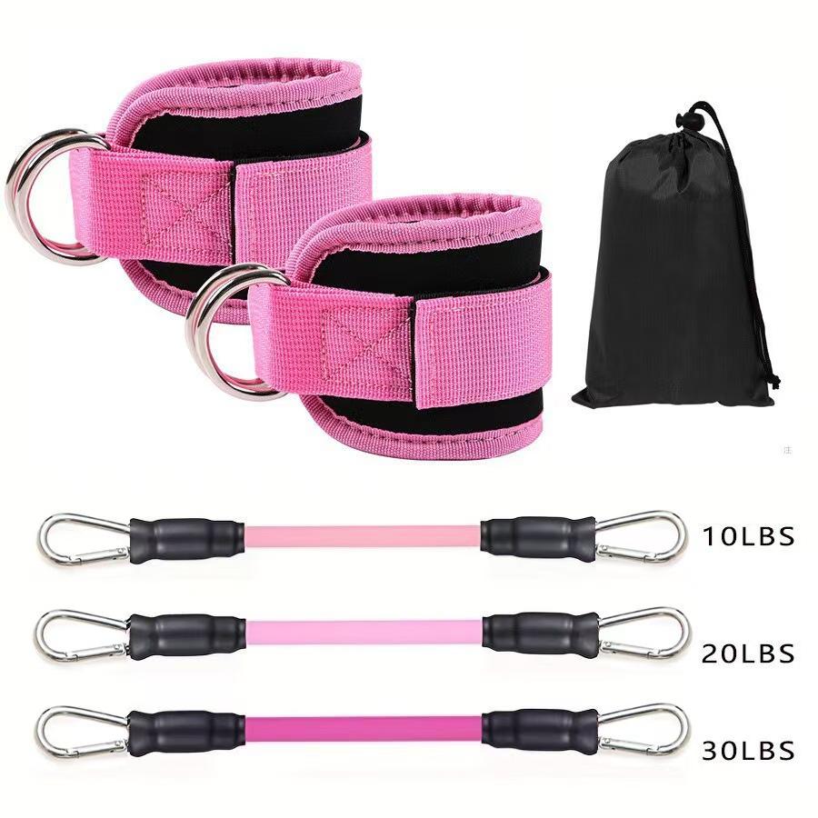 Leg Resistance Bands Ankle Resistance Bands with Cuffs Ankle Bands Elastic Training Rope Working Out Kickbacks Hip Leg Glute S розовый