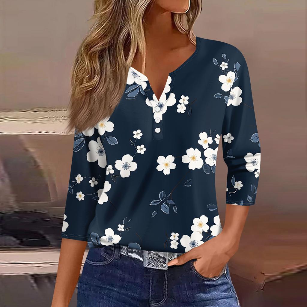 Women's 3/4 Sleeve Shirts Graphic Tees Shirts Casual Basic Tops Pullovers