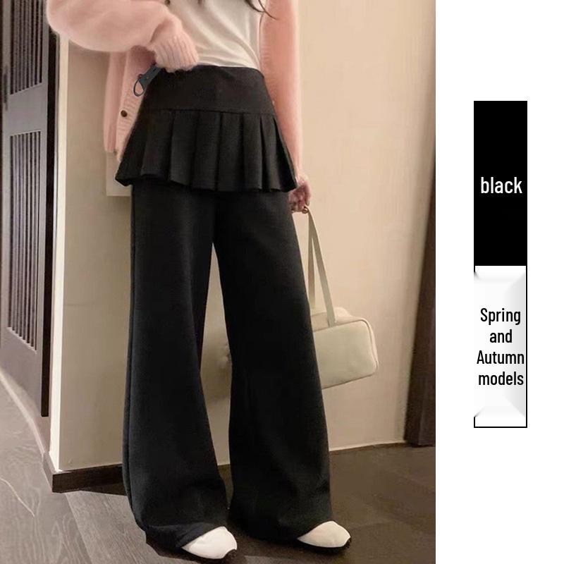 

Maternity Pleated Skirt Pants: 2026 Two-Piece Layered Micro-Flare with Velvet for Autumn/Winter XL