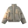 Mens Winter Cotton Puffer Jacket High Street Style Stand Collar Loose Fit Short Length Casual Warm Coat
