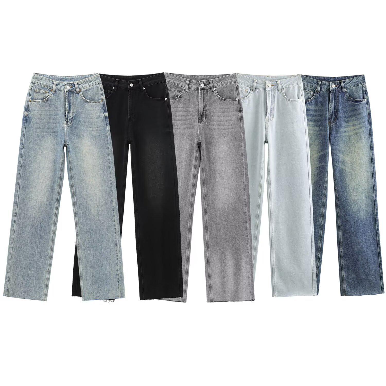 

European & American Style 2024 Autumn Women s High-Waisted Wide-Leg Denim Pants L светло-синий