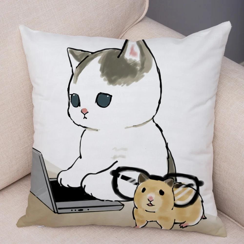 Office Cat Decorative Pillowcase Living Room Office Ornaments Home Pillowcase