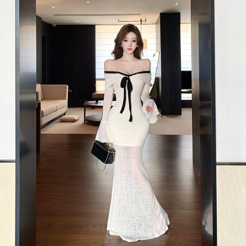 One-Shoulder Slim Fit Long Bodycon Dress - Elegant & Unique (2025 Autumn)