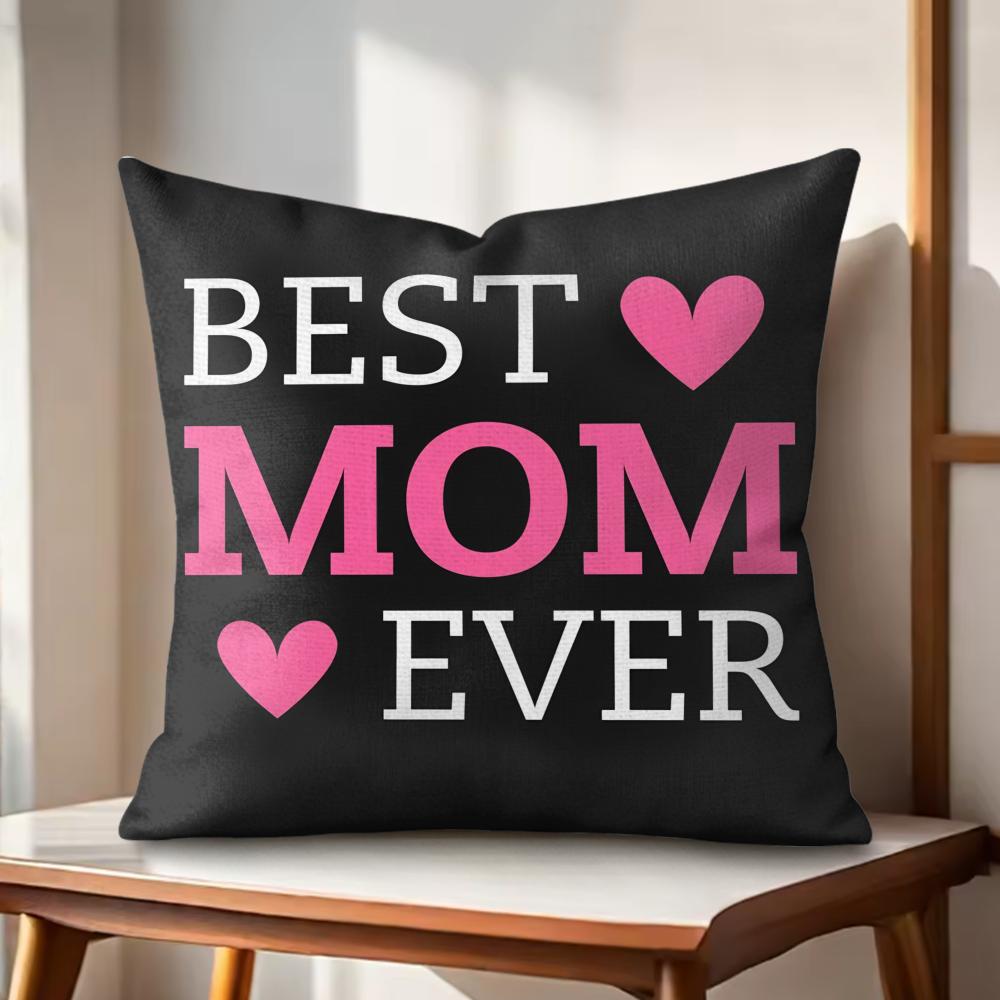 I LOVE MOM Cushion Cover Natural Linen Organic Fabric DoubleSided Printing Couch Pillow Covers Home Decor