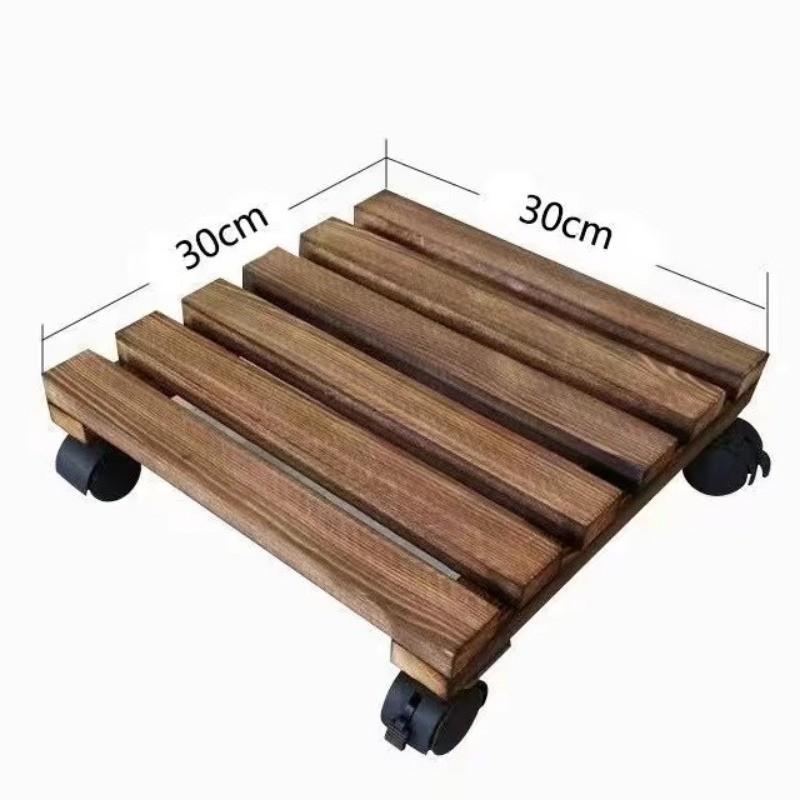 Household Garden Wooden Moving Flowerpot Base Movable Plant Pot Trolley 4 Wheels Rolling Base Trays Plant Stand