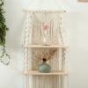 Handmade Tassel Macrame Tapestry Wall Hanging Shelf Boho Cotton Rope Woven Plant Hanger Wood Floating Shelf Wall Decoration