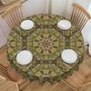 Round Bohemian Folk Art Tablecloth 70 Inches Kitchen Dinning Table Cloth Spillproof Mandala Geometric Floral Table Cover