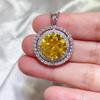 Luxury 10 Carat Yellow Moissanite Double Row Pendant with Diamond Tester Certificate