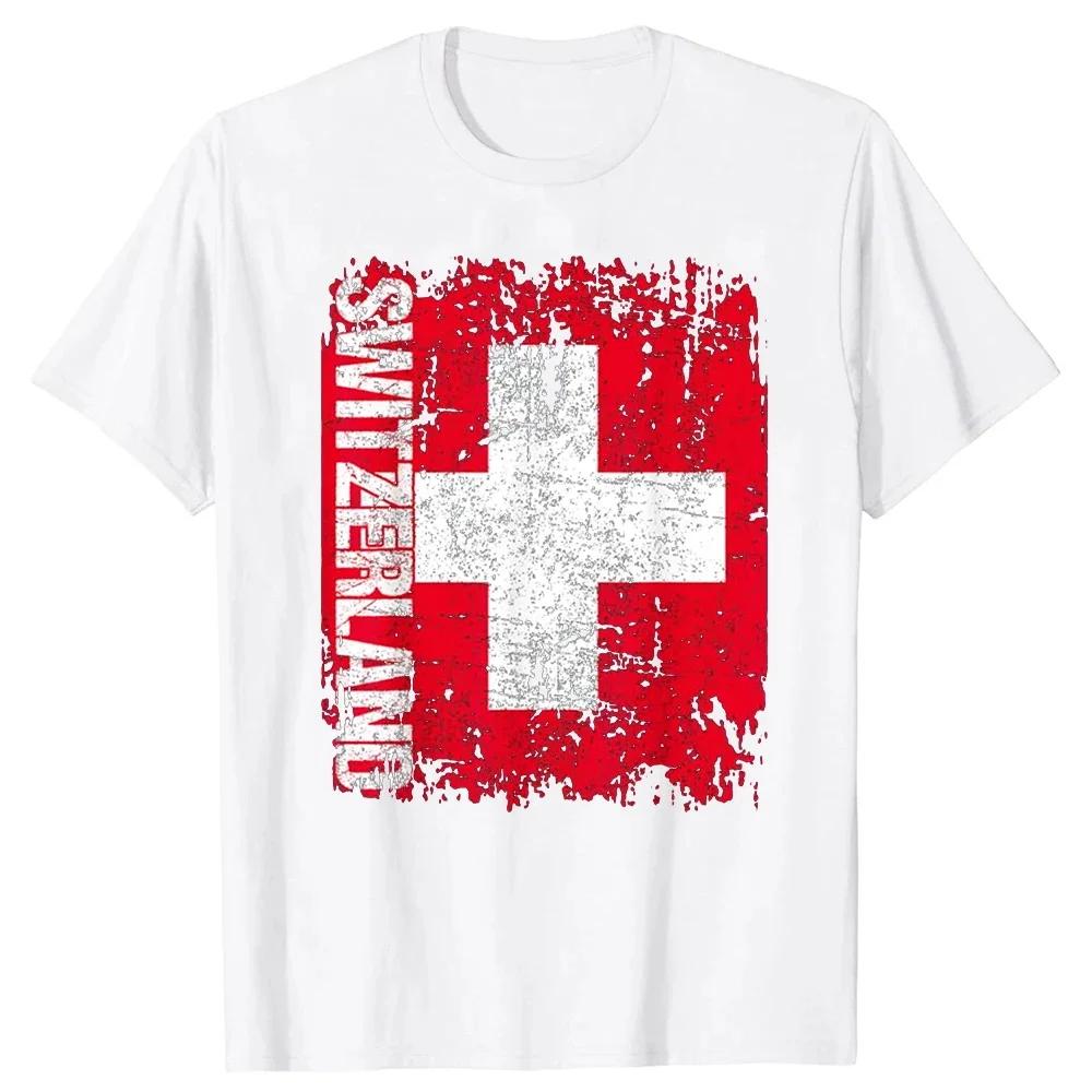 

Super Swiss Proud Switzerland Flag T-Shirt Unisex Unisex Plus Size O-Neck Daily Casual Vintage Oversized Unisex Tees 4XL
