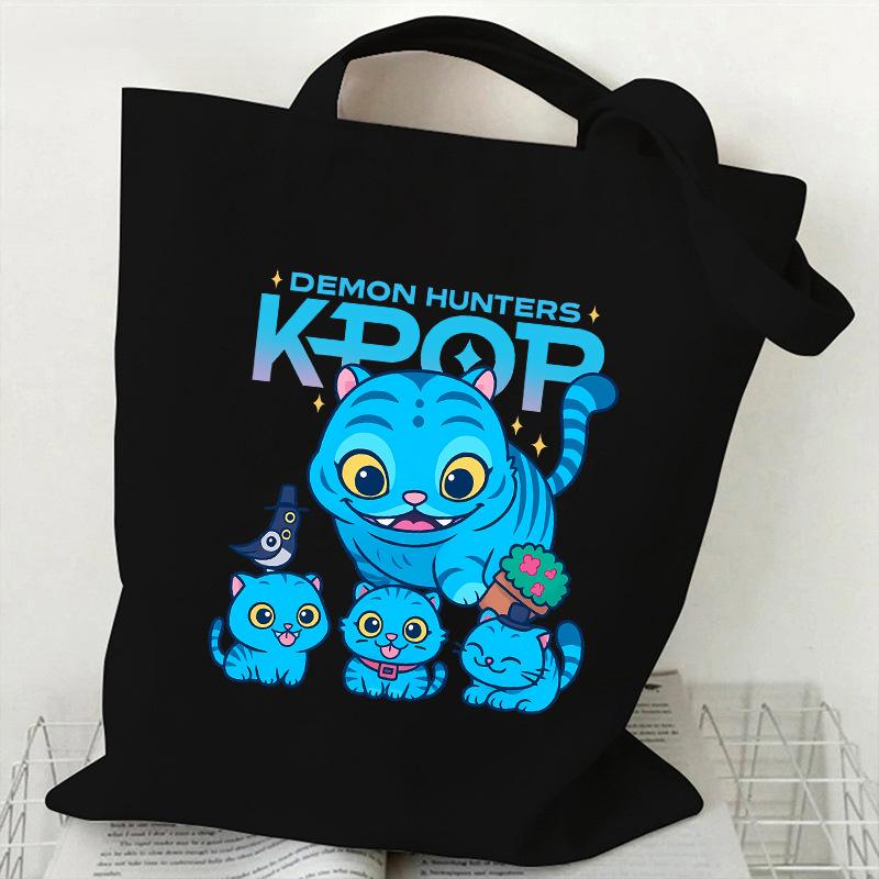 

KPOP Demon Hunter Tiger Print Canvas Bag Single Shoulder Backpack Student Portable Shopping Bag KTY 35*40