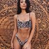 Ladies split swimsuit sexy leopard print bikini gather bikini