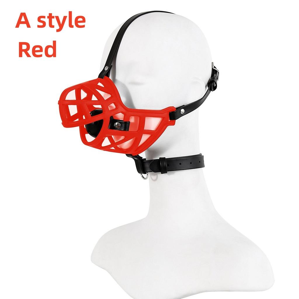 VaHppy Flirtovacie hračky pre páry Zátka do úst "Ústna guľa" Pokrývka hlavy Maska 2v1 PU Psie Prasačie ústa cosplay Psí otrok SM