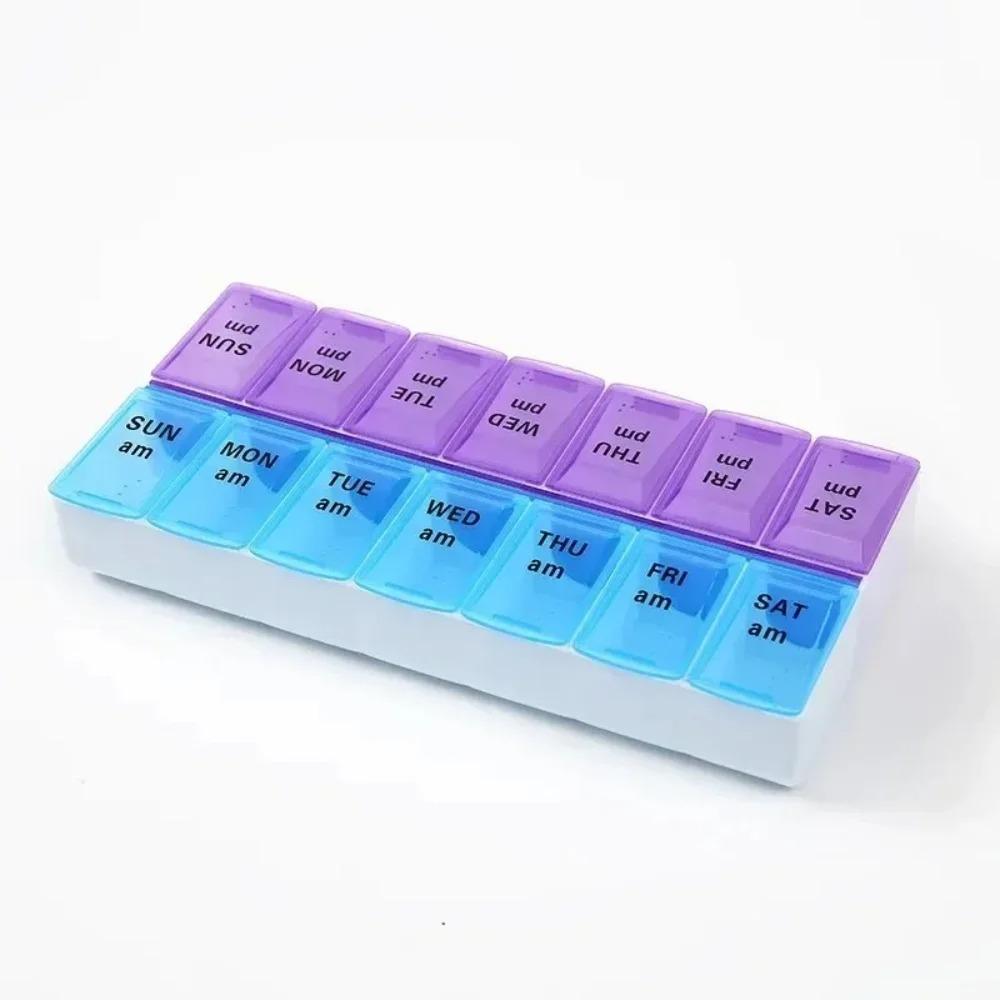 New Hot Premuim Portable Large Weekly Pill Box Organizer Cases 7 Day 14 Grids Storage for Medicine Vitamin Supplements Fish Oils