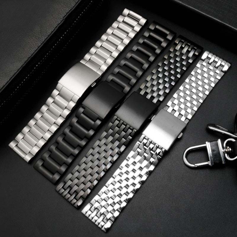 High Quality Stainless Steel Watchband for Diesel DZ7263 DZ7330 DZ4358 Watches Strap Black Silver 22mm 24mm 26mm 28mm 30mm 32mm