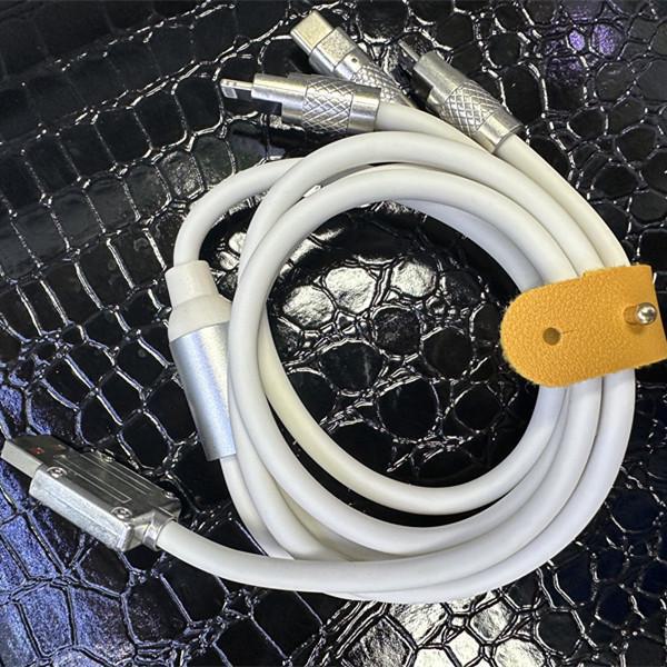 Cavo di Ricarica Rapida Tre-in-Uno in Lega di Zinco da 120W 6A con Luce