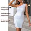 European and American Ins Hot-selling Spice Girls Dress Women's Sexy Slant Neck Shoulder Sequins Skinny Hip Wrap Skirt