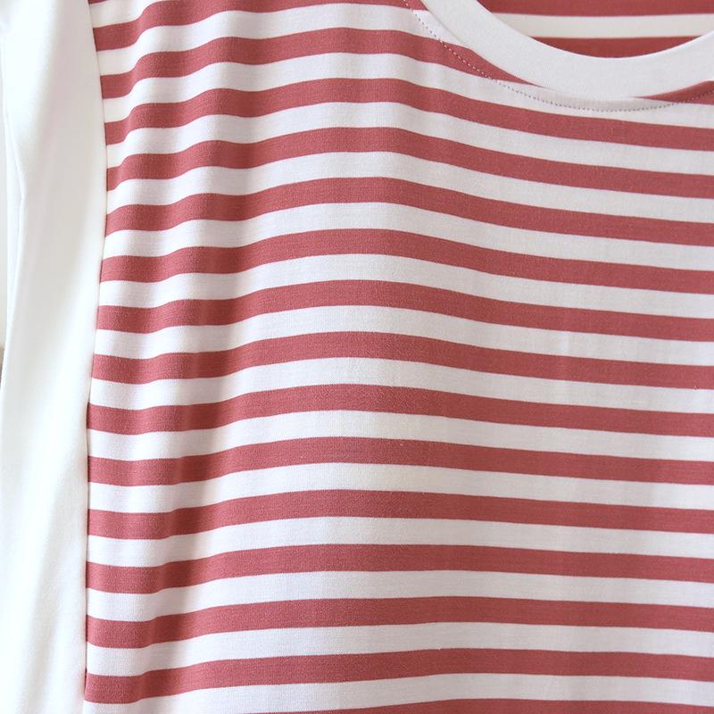 Sleeveless Women's Striped Mid-Length Nightgown with Chest Pads and Wide Straps for Summer, Outdoor Wear, and Home Pajamas.