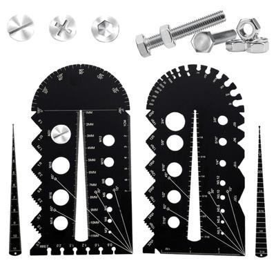 2Pcs Thread Measurement Gauge 26 Holes Metal Thread Pitch Multi-Gauge