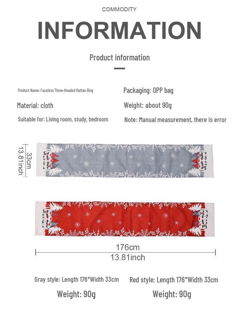 Christmas Forest Old Man Table Runner & Snowflake Tablecloth Set