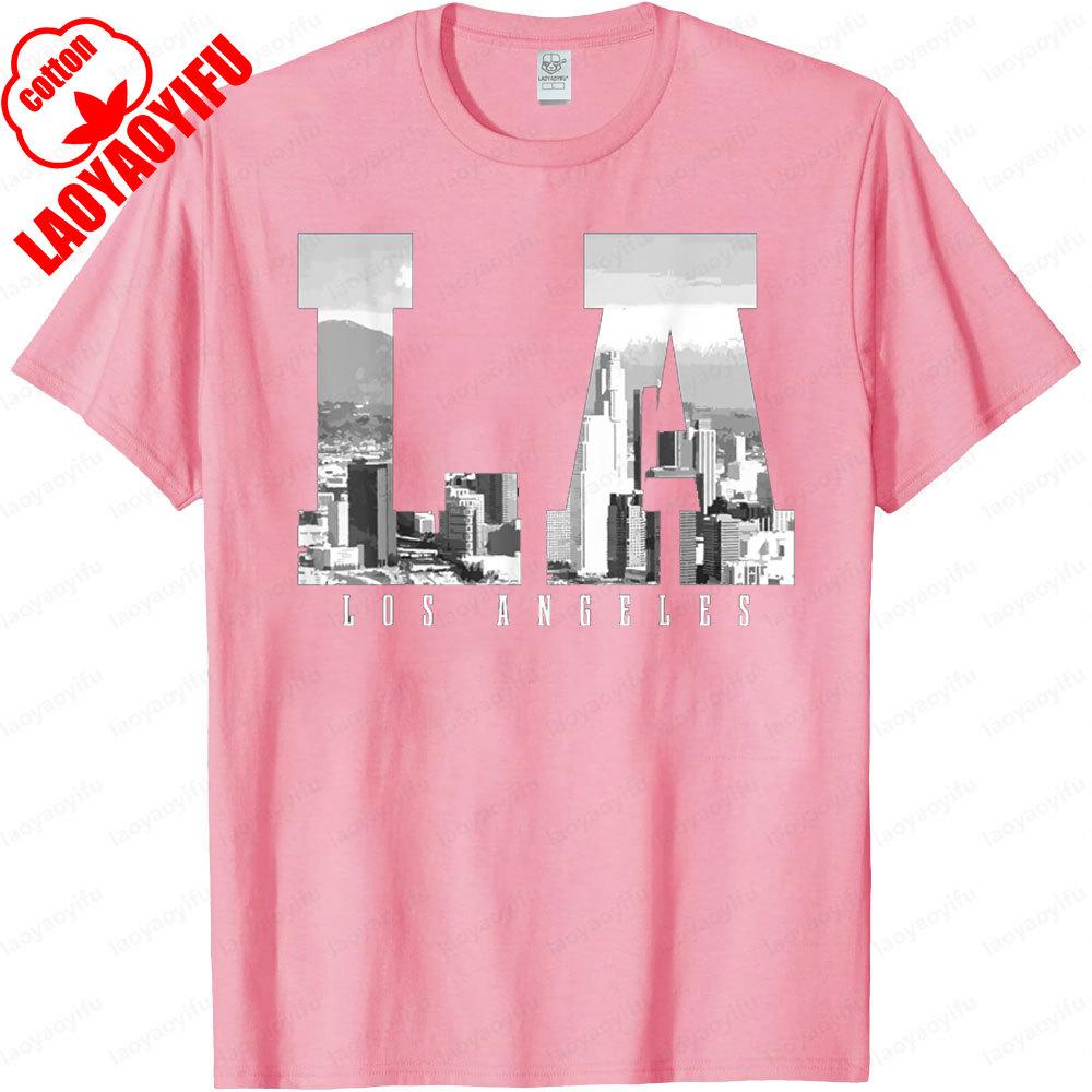 Los Angeles California LA Skyline Pride Black White Vintage TShirt Fashion Classic Tshirt Men Women Casual Summer Short Sleeve