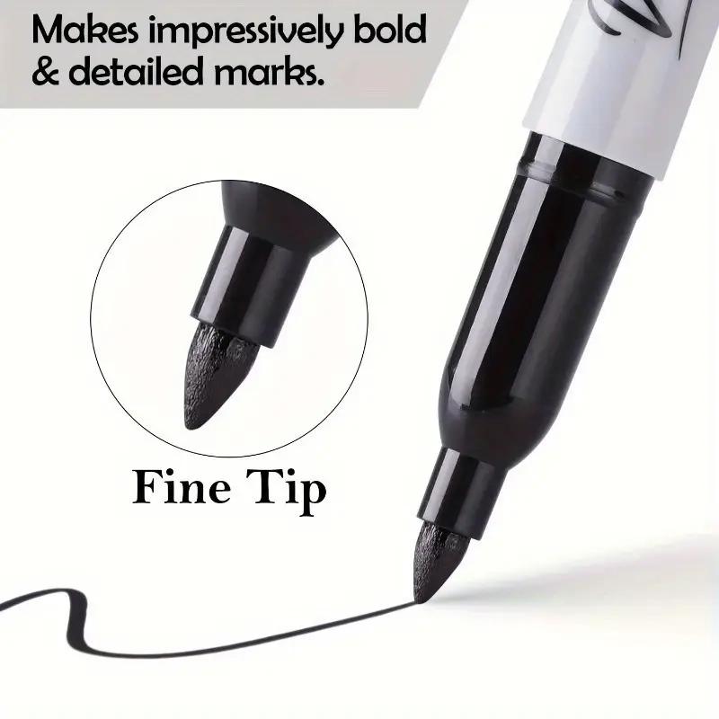 12pcs Black Permanent Marker Pens, Fine Tip, Waterproof, Quick Drying