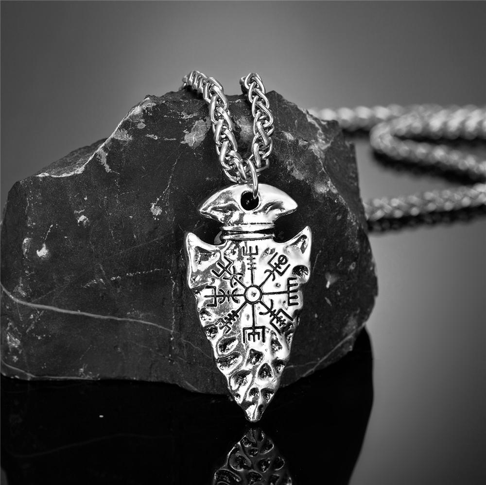 

Мужские Viking Spear Compass Ожерелья с рунами Амулет Шлем Ужаса Vegvisir Кулон Нержавеющая сталь/Натуральная кожа Цепочка Ювелирные изделия 60CM