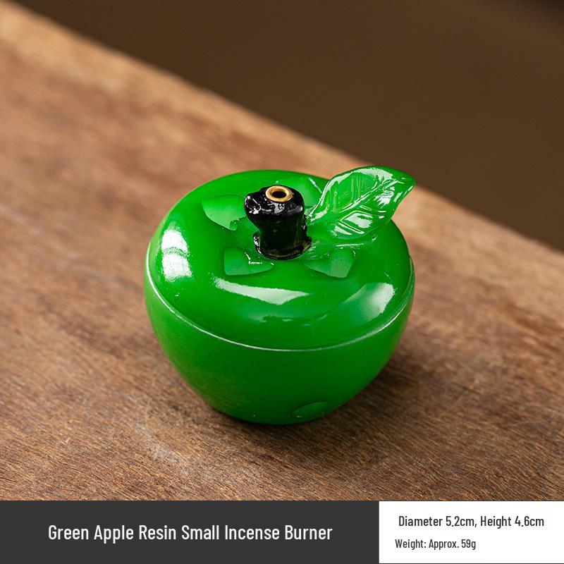 Mini Fruit-Shaped Aromatherapy Burner and Auspicious Clouds Incense Holder - Persimmon, Apple, Lychee, Orange Design for Home Zen Decor