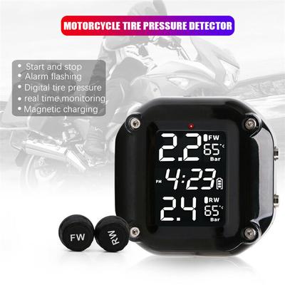 Motorcycle Electric Bike TPMS Digital Tire Pressure Monitor System W/ 2 Sensors