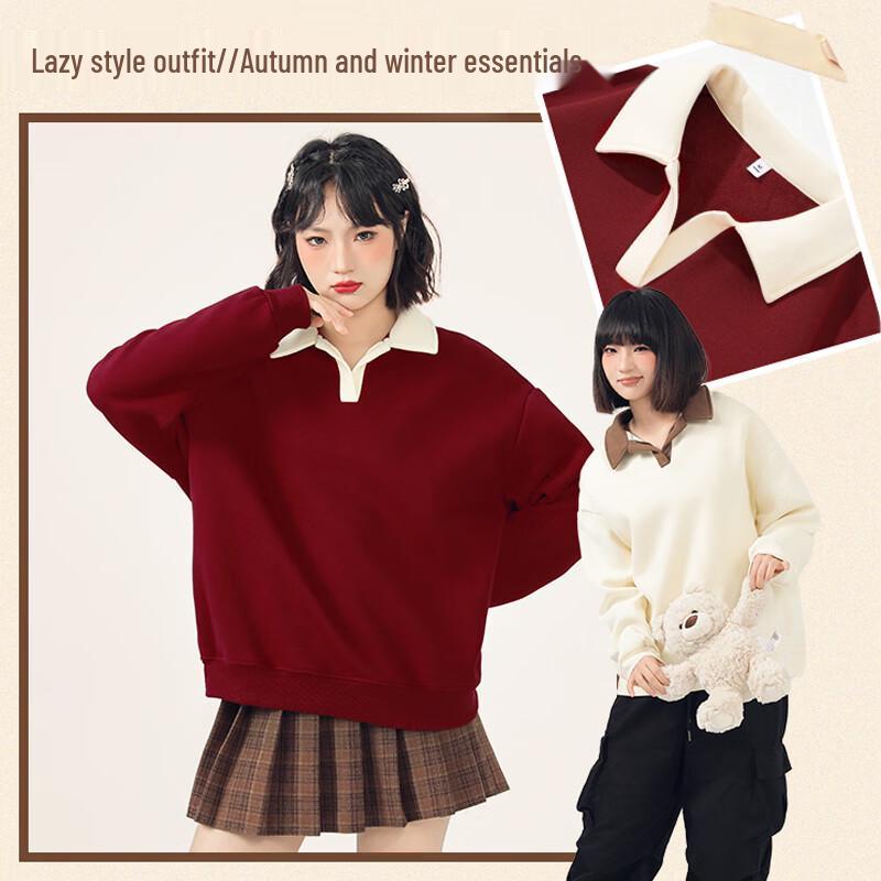 JEANSWEST Damen Fleecegefüttertes Revers-Sweatshirt