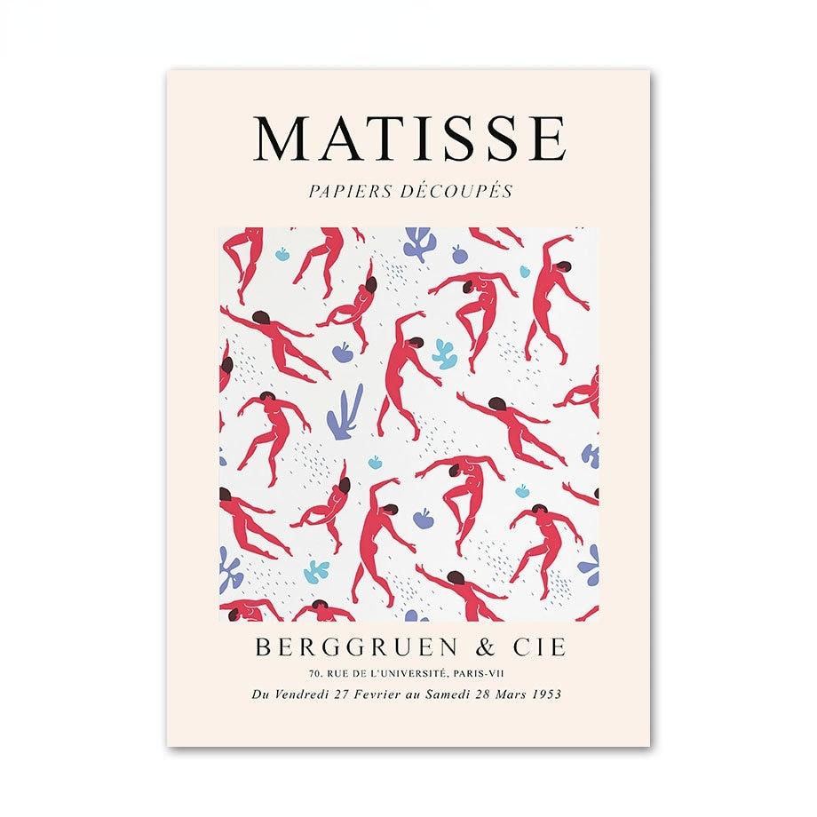 Abstract Matisse Coral Flower Dance Girl Line Wall Art Canvas Poster and Printmaking Living Room Decoration Wall Painting