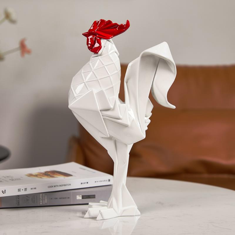 Creative Origami Resin Rooster Craft Ornaments Abstract Animal Sculpture Decorative Art Rooster Statue Gift Home Decoration New
