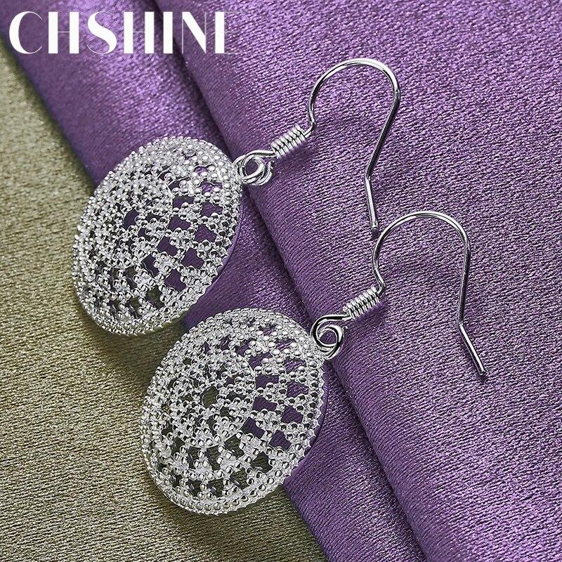 CHSHINE 925 Sterling Silver Round Shield Earrings Charm Jewelry Women's Party Fashion Eardrop