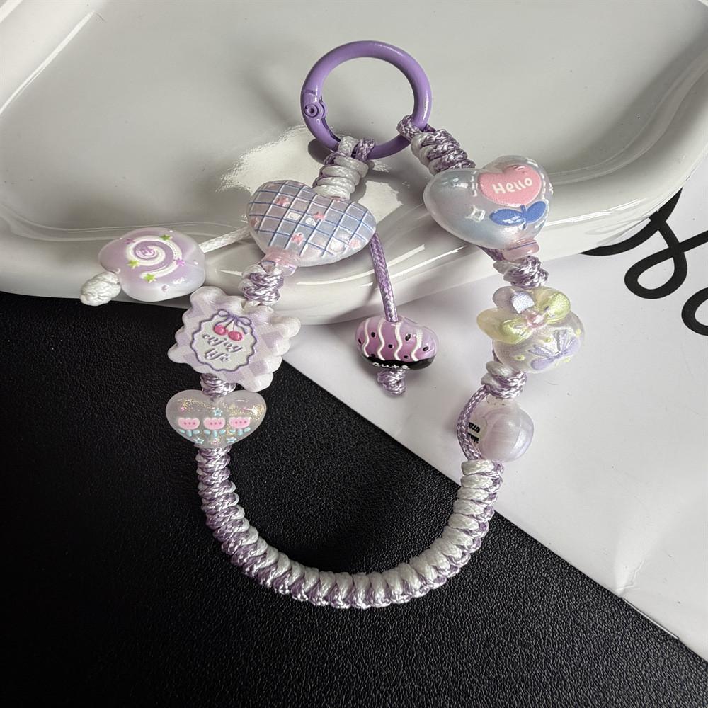 Cartoon Colorful Braided Phone Lanyard With Pvc Material For Keys Bag And Earbud Holder